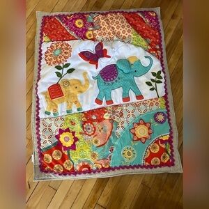 Levtex baby Zahara elephant print crib quilt‎ blanket